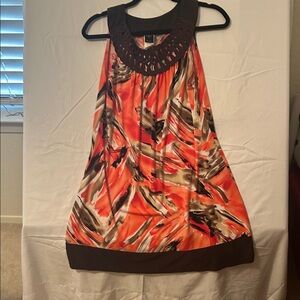 Wrapper Orange and Brown Abstract Blouse